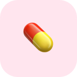 Two-tone red and yellow capsule pill on a soft pink background, centered.