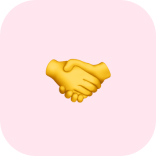 Handshake emoji representing agreement or partnership.